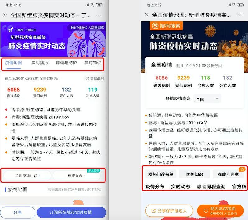 丁香医生VS搜狗：疫情动态哪家强？